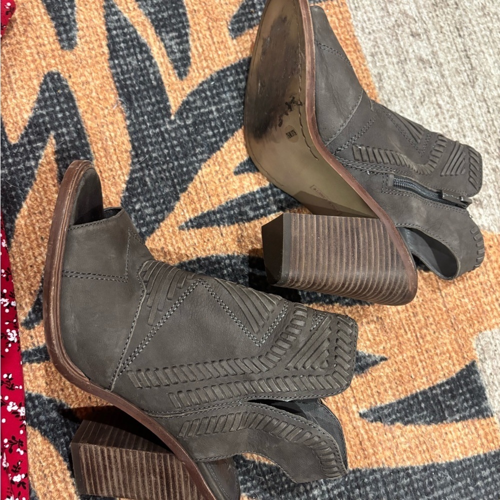 Vince Camuto Olive Peep-Toe Ankle Booties - Picture 2 of 5